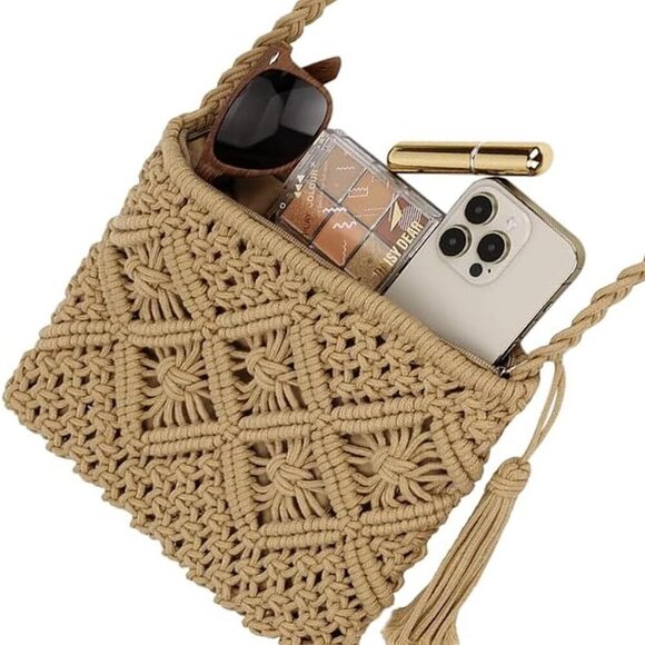 Eco-Friendly Boho Crossbody Bag - Handwoven Cotton Tote with Adjustable Strap - Picture 8 of 8